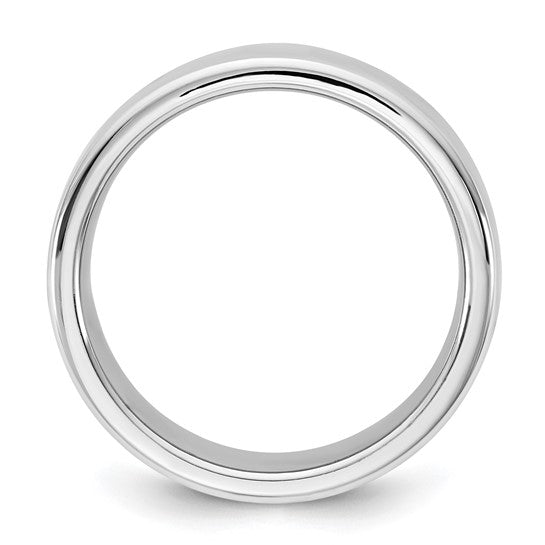 14K White Gold European Wedding Band, Comfort Fit, 8mm Solid Ring