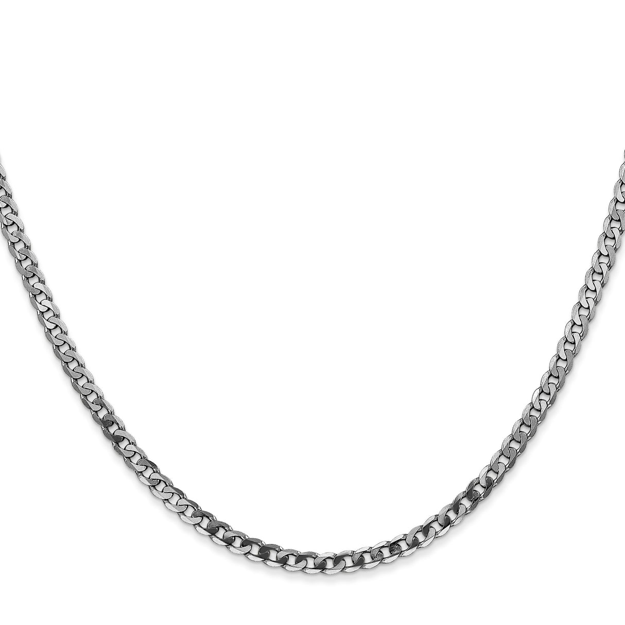 14K White Gold 2.9 mm Curb Chain Necklace, Polished