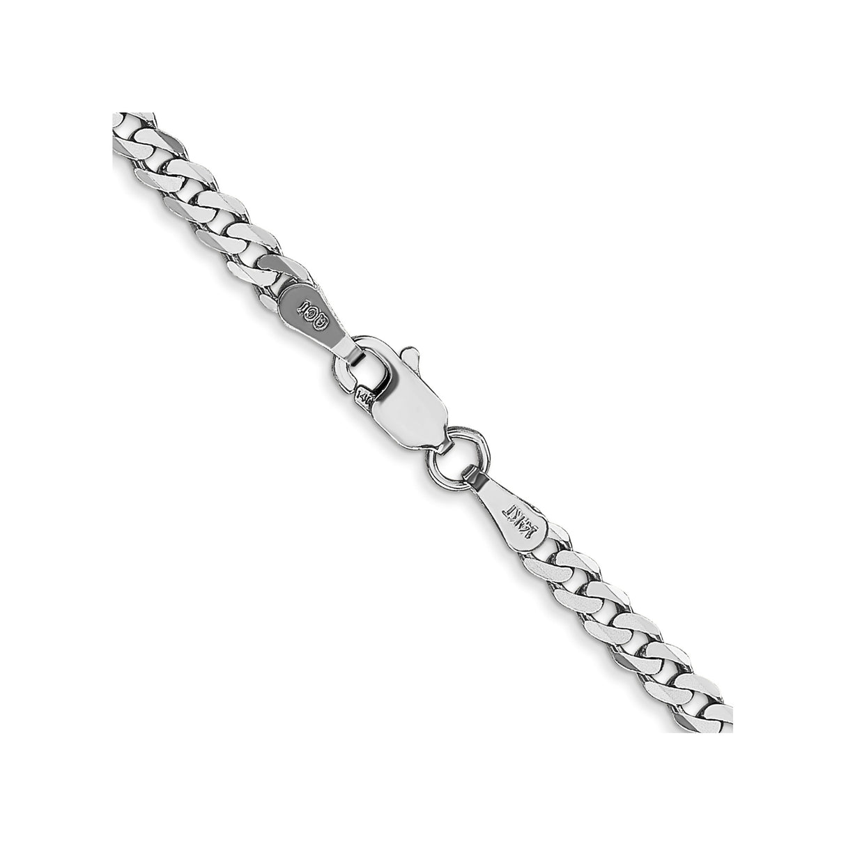 14K White Gold 2.9 mm Curb Chain Necklace, Polished alternate angle