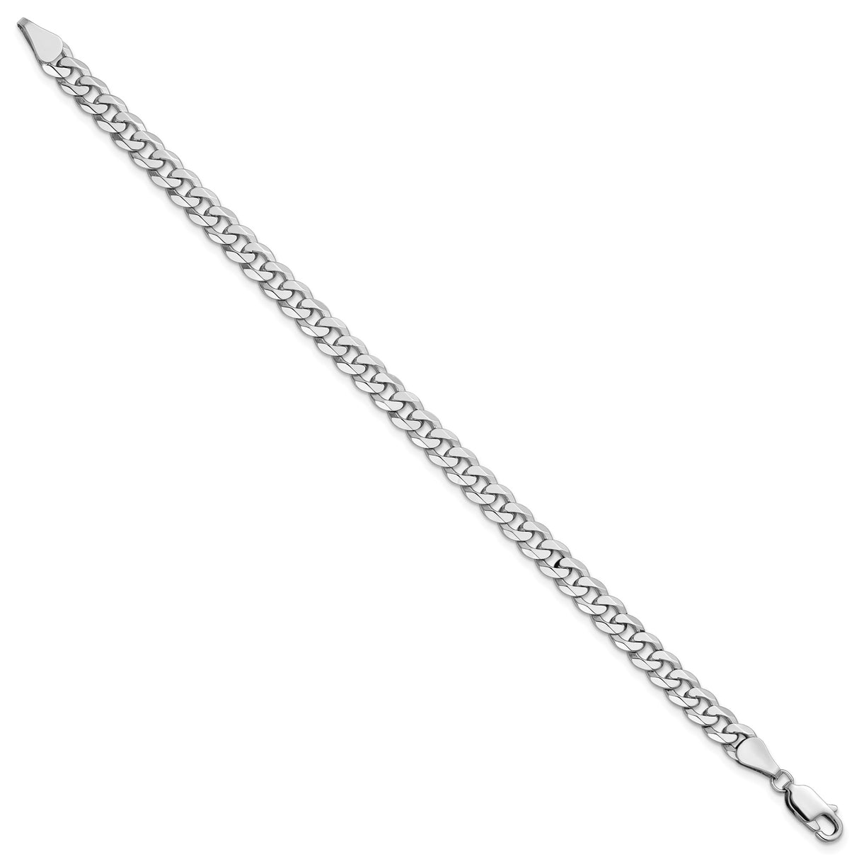 14K White Gold 5.75 mm Curb Chain Bracelet, Polished