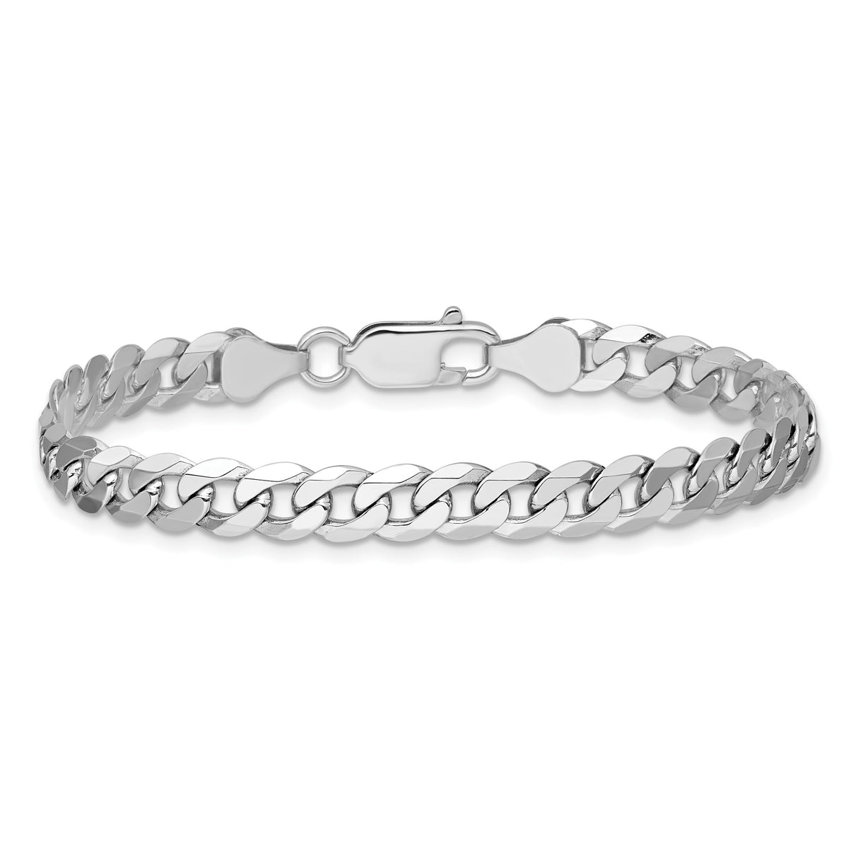 14K White Gold 6.25 mm Curb Chain Bracelet, Polished alternate angle