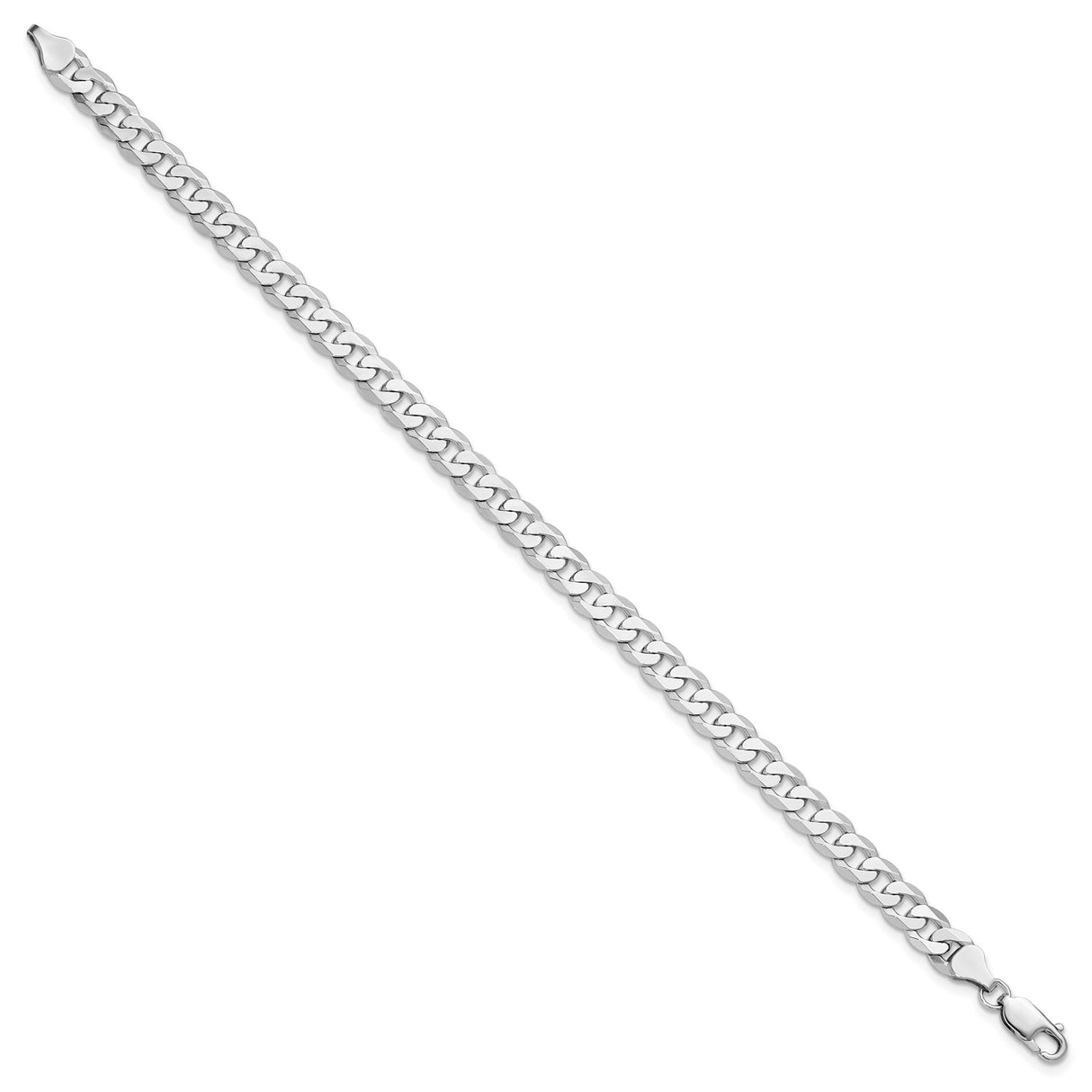14K White Gold 7.25 mm Curb Chain Bracelet, Polished alternate angle