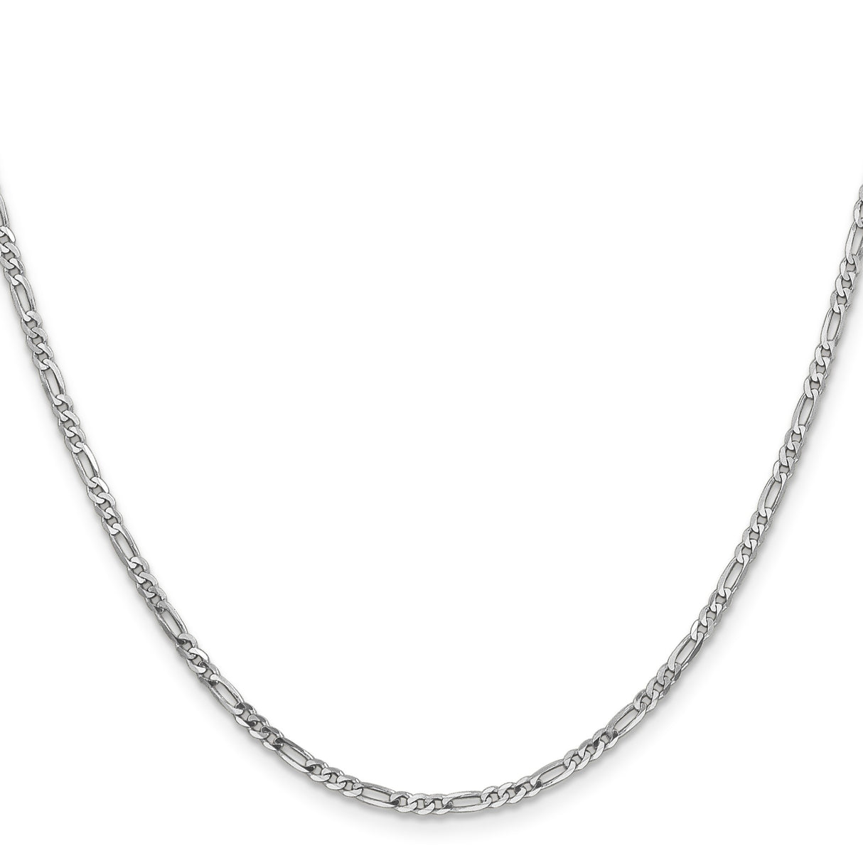 14K White Gold 2.25 mm Figaro Chain Necklace, Polished