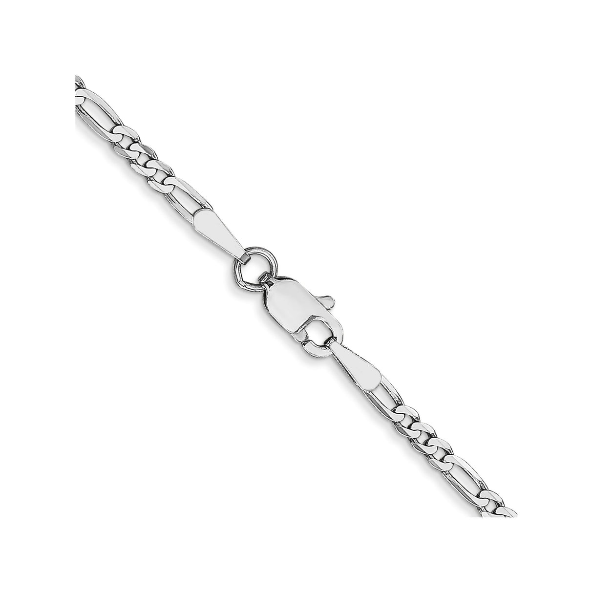 14K White Gold 2.25 mm Figaro Chain Necklace, Polished alternate angle