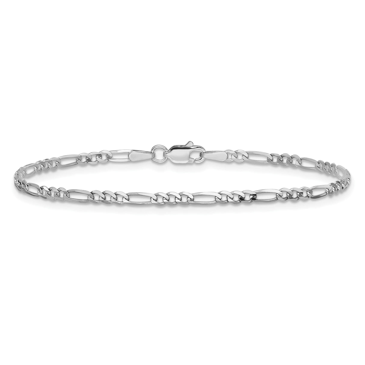 14K White Gold 2.25 mm Figaro Chain Anklet, Polished alternate angle