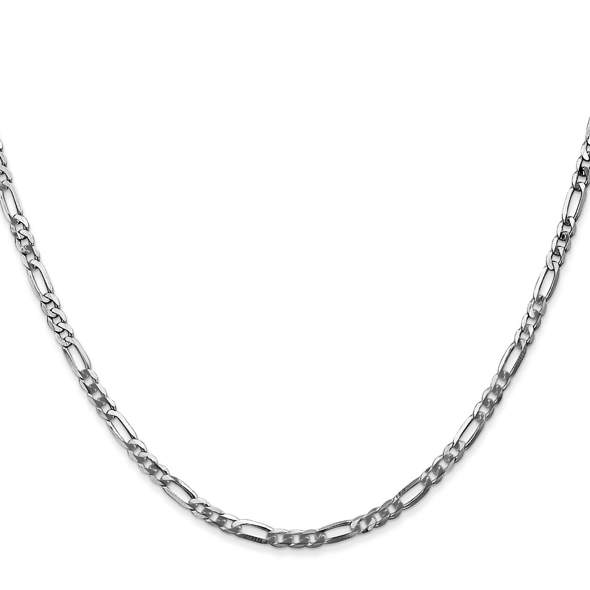 14K White Gold 2.75 mm Figaro Chain Necklace, Polished