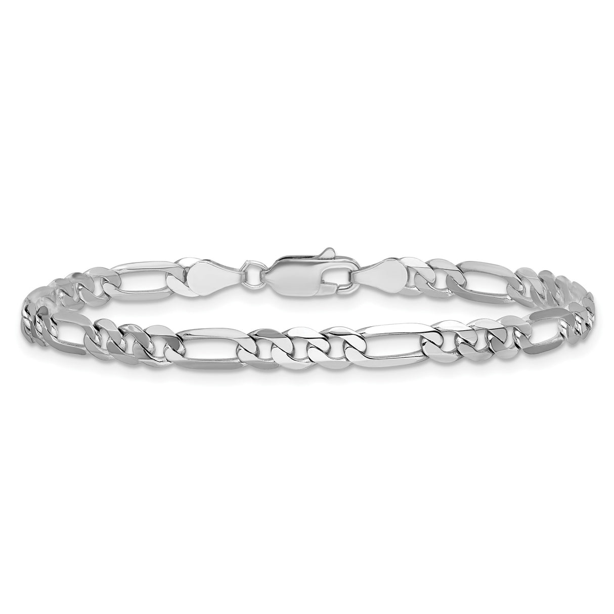 14K White Gold 4.5 mm Figaro Chain Bracelet, Polished alternate angle
