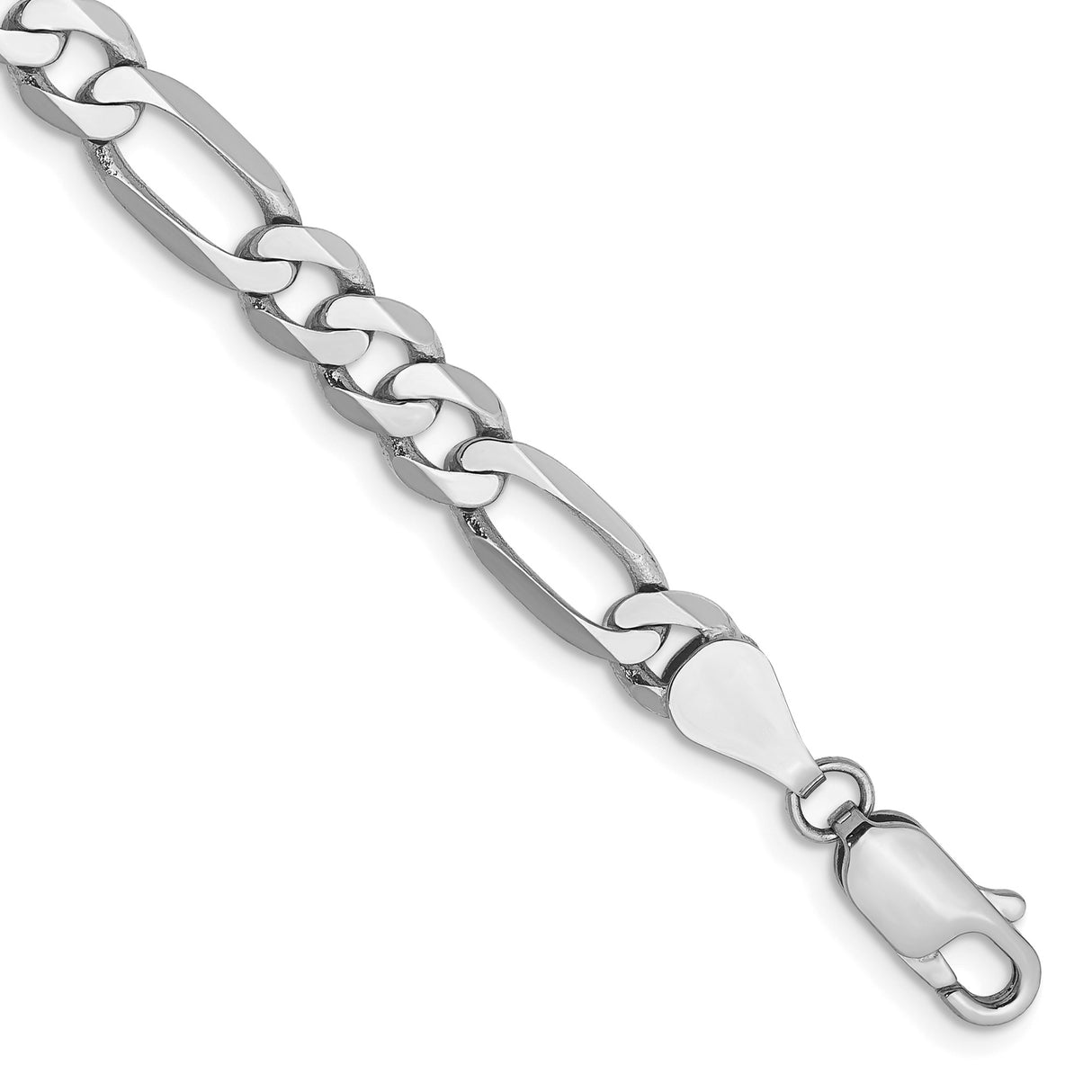14K White Gold 5.5 mm Figaro Chain Bracelet, Polished