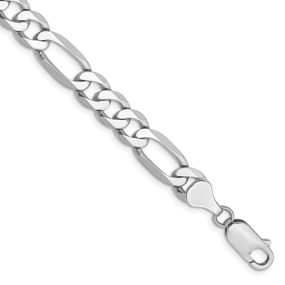 14K White Gold 7 mm Figaro Chain Anklet, Polished shown for scale