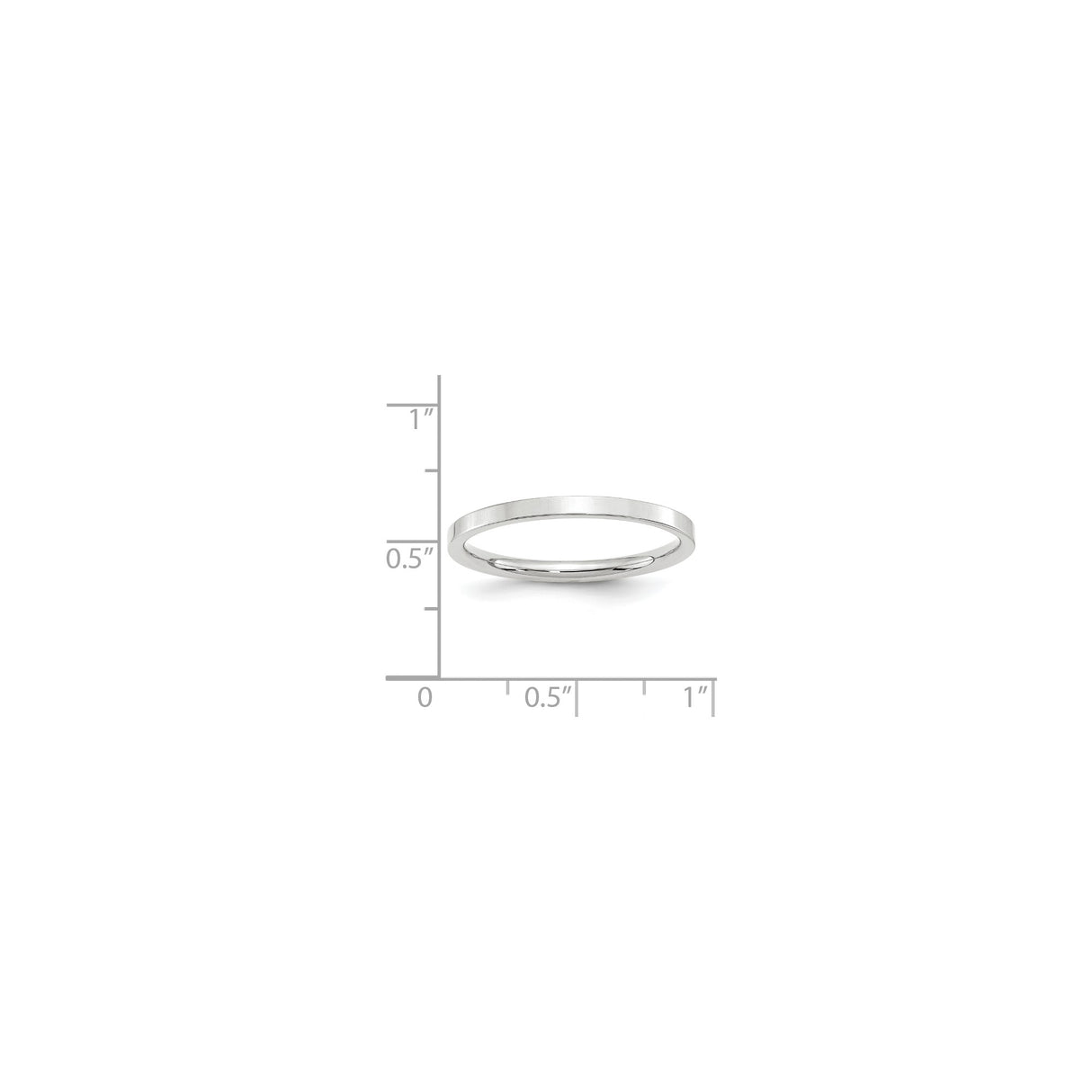 14k White Gold Flat, Comfort Fit wedding band ring shown for scale