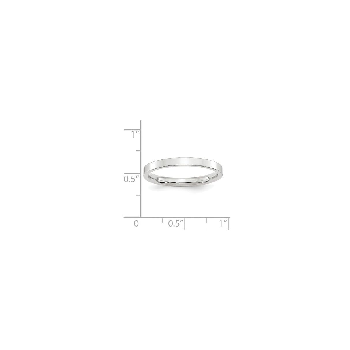 14k White Gold Flat, Comfort Fit wedding band ring shown for scale