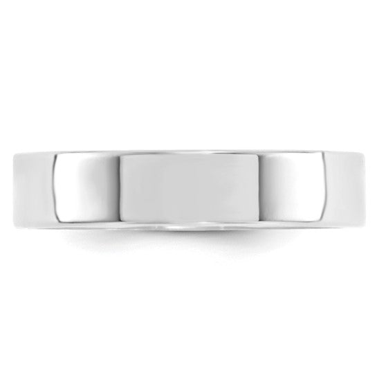 14K White Gold Flat Wedding Band, Comfort Fit, Solid 5mm Wide, Classic Modern Ring
