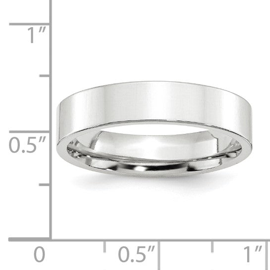 14K White Gold Flat Wedding Band, Comfort Fit, Solid 5mm Wide, Classic Modern Ring