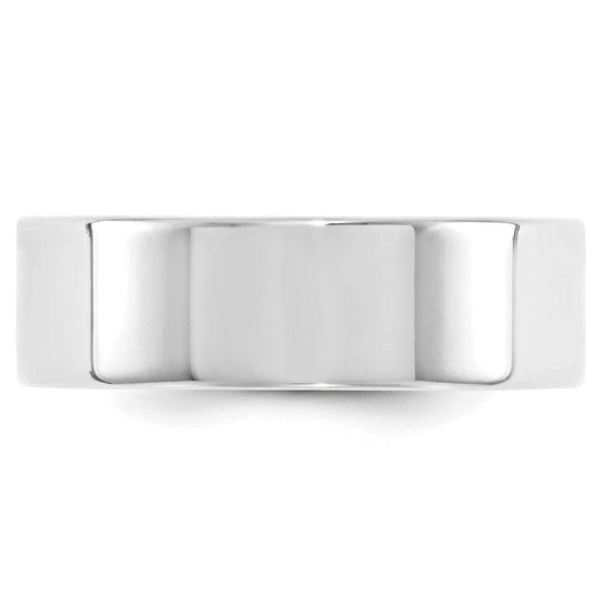 14K White Gold Flat 7mm Wedding Band - Comfort Fit, Solid Ring, Modern Silhouette