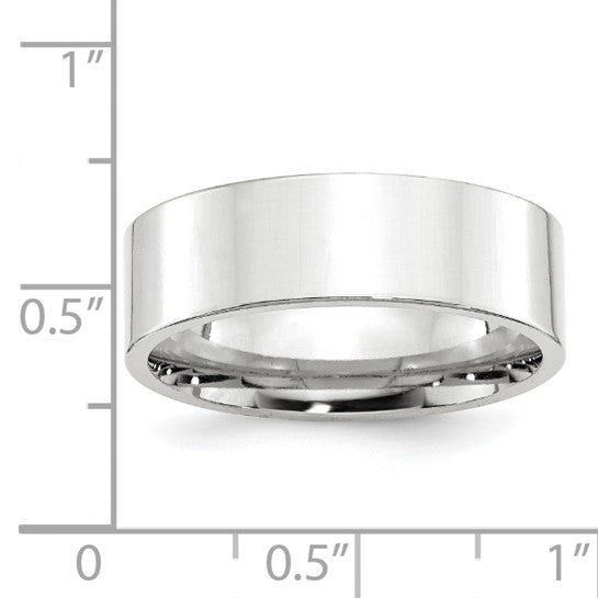 14K White Gold Flat 7mm Wedding Band - Comfort Fit, Solid Ring, Modern Silhouette