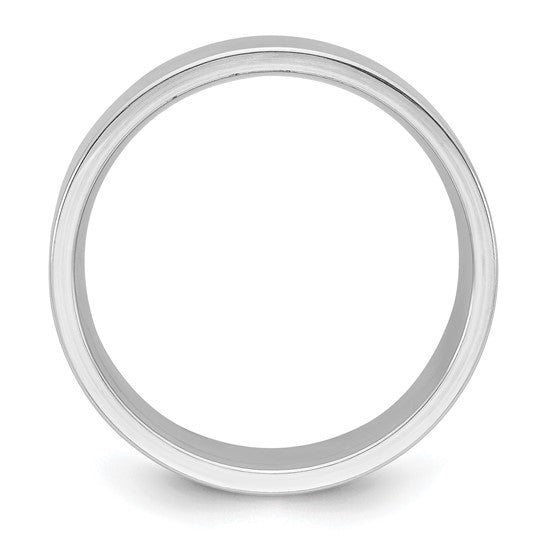 14k White Gold Flat Wedding Band Comfort Fit 8mm Wide No Stone For Everyday Wear
