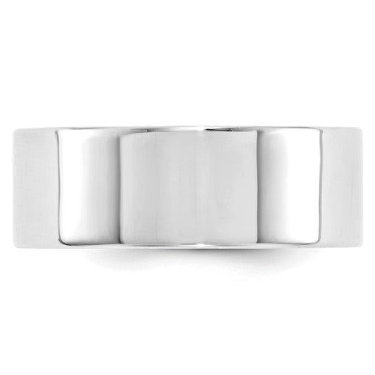 14k White Gold Flat Wedding Band Comfort Fit 8mm Wide No Stone For Everyday Wear