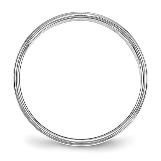 14K White Gold Flat Step Down Edge Wedding Band 4mm