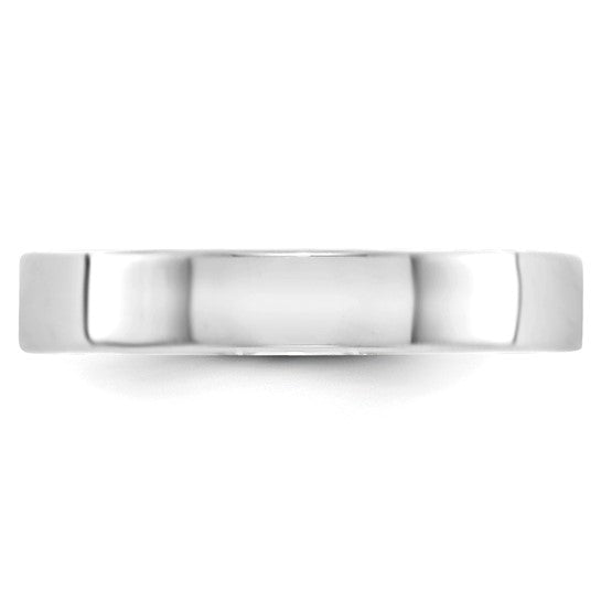 14K White Gold Flat Wedding Band, Lightweight 4mm Solid Ring, Classic Minimalist Style