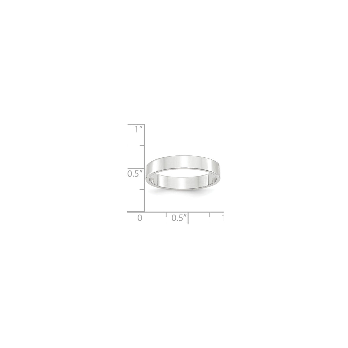 10k White Gold Flat, Lightweight wedding band ring shown for scale