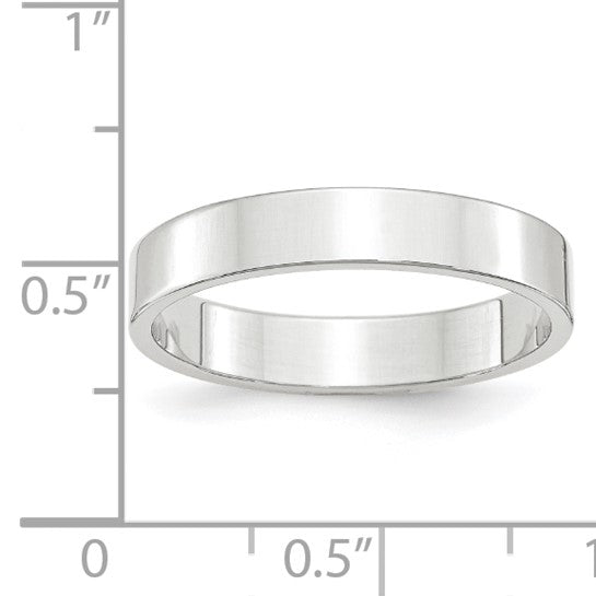 14K White Gold Flat Wedding Band, Lightweight 4mm Solid Ring, Classic Minimalist Style