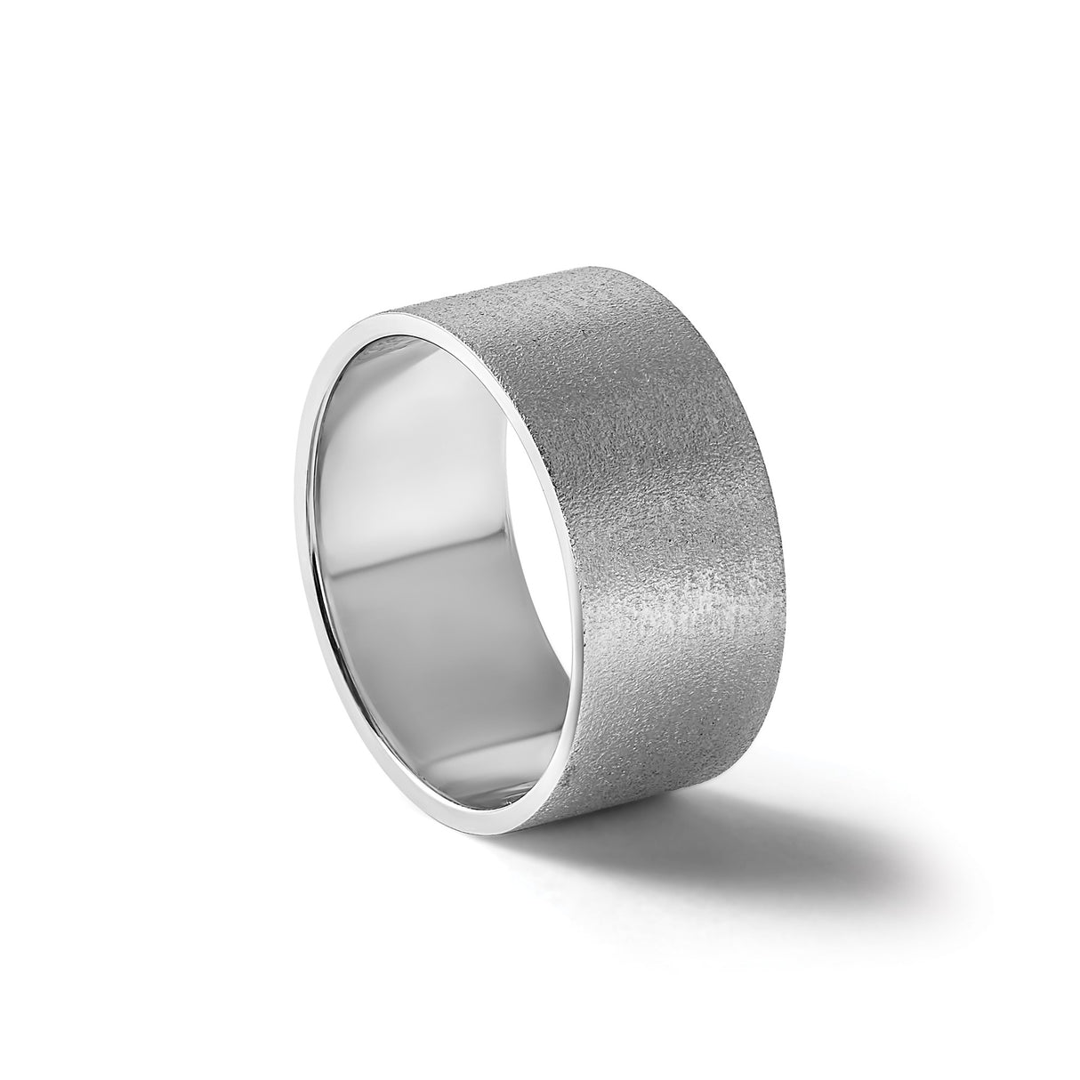 14k White Gold Flat, Lightweight wedding band ring detail view
