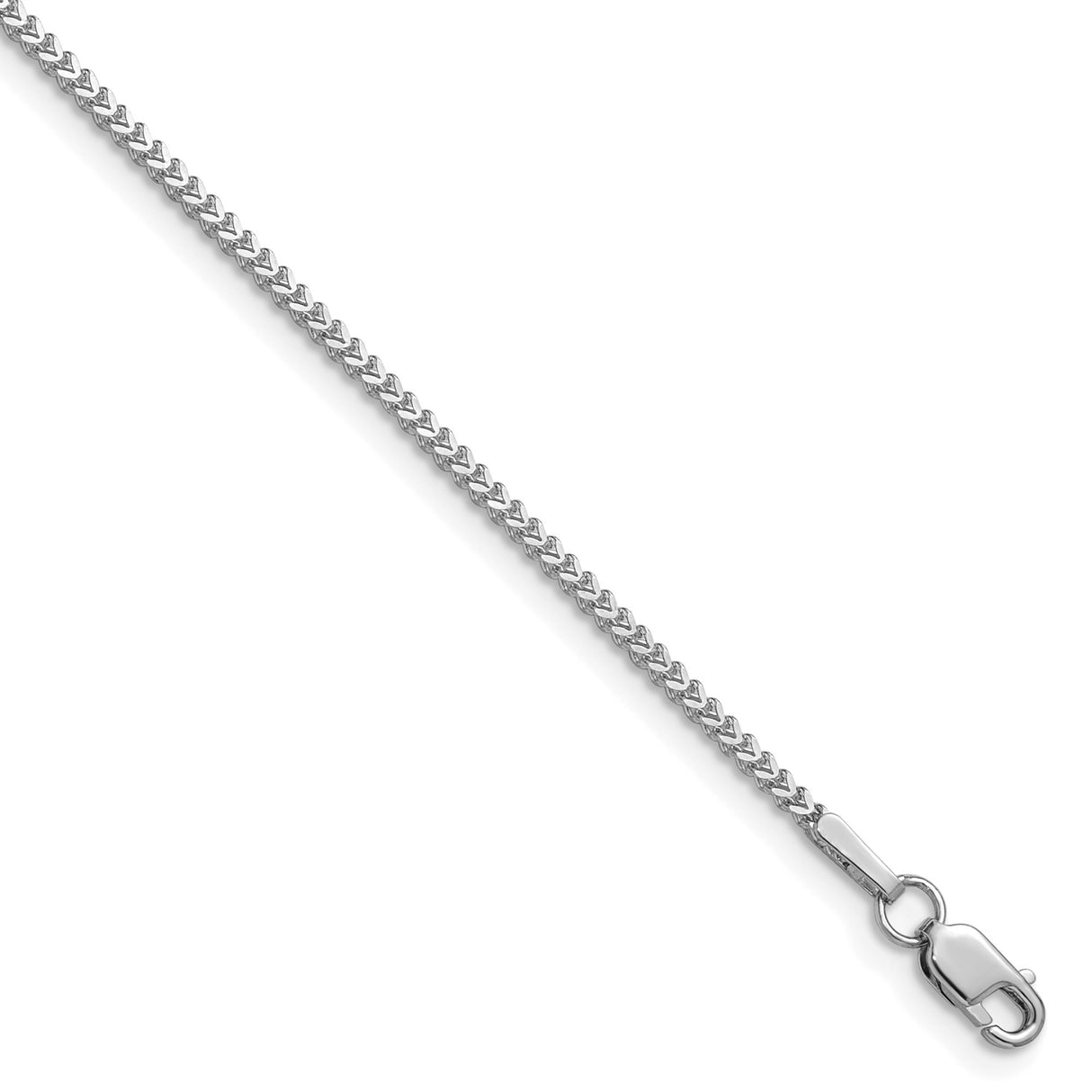 14K White Gold 1 mm Franco Chain Necklace, Polished detail view