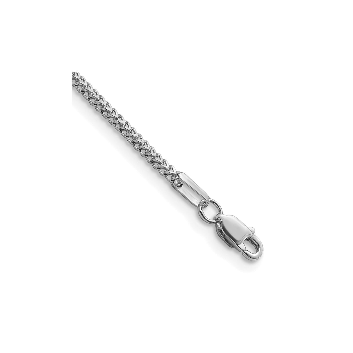 14K White Gold 1.3 mm Franco Chain Bracelet, Polished alternate angle