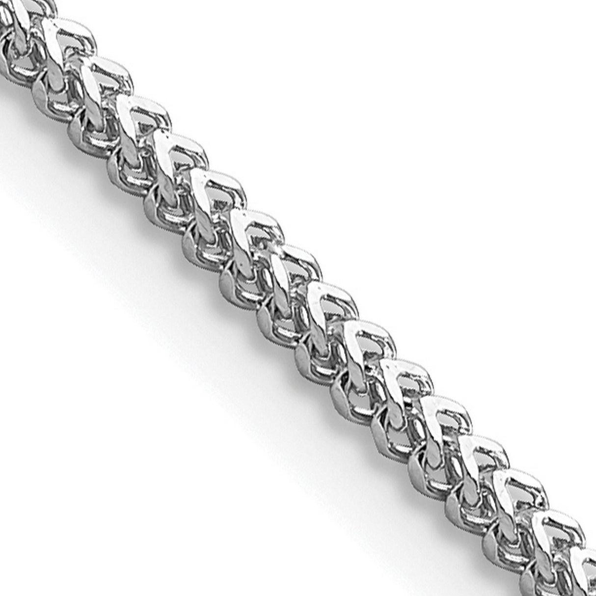 14K White Gold 1.4 mm Franco Chain Necklace, Polished detail view