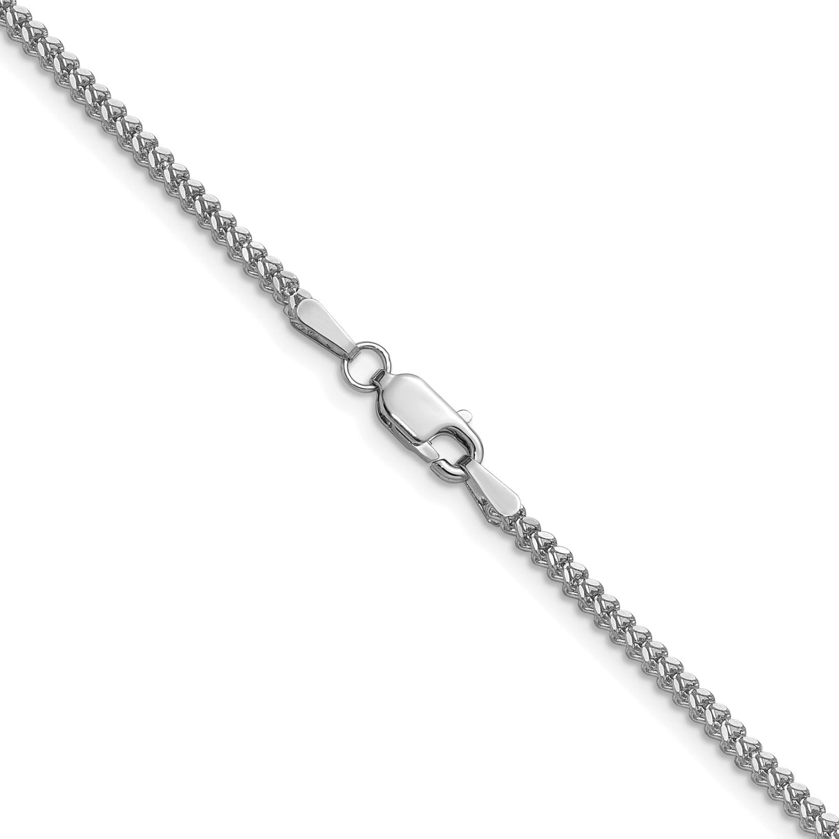 14K White Gold 1.5 mm Franco Chain Necklace, Polished alternate angle