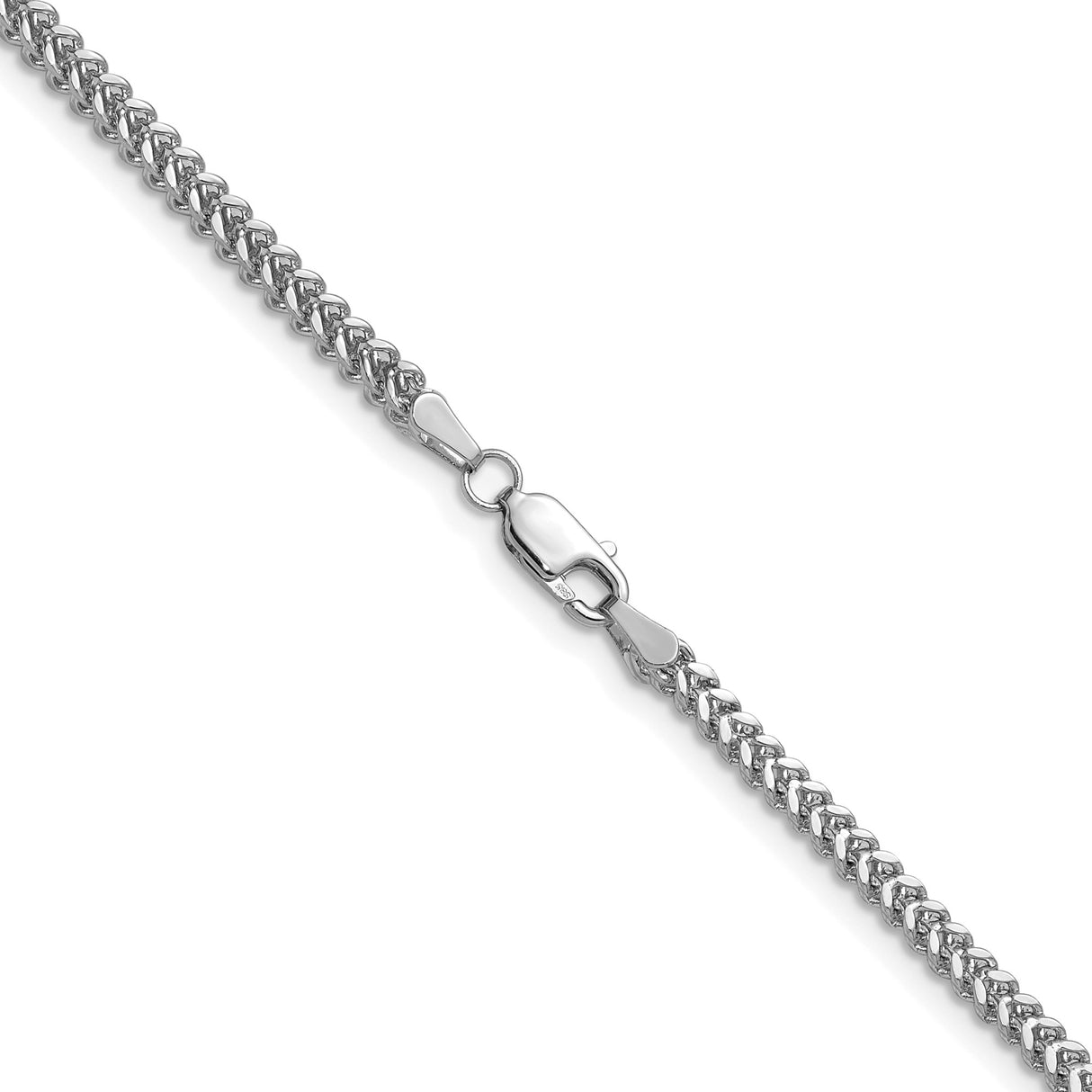 14K White Gold 2.3 mm Franco Chain Necklace, Polished alternate angle