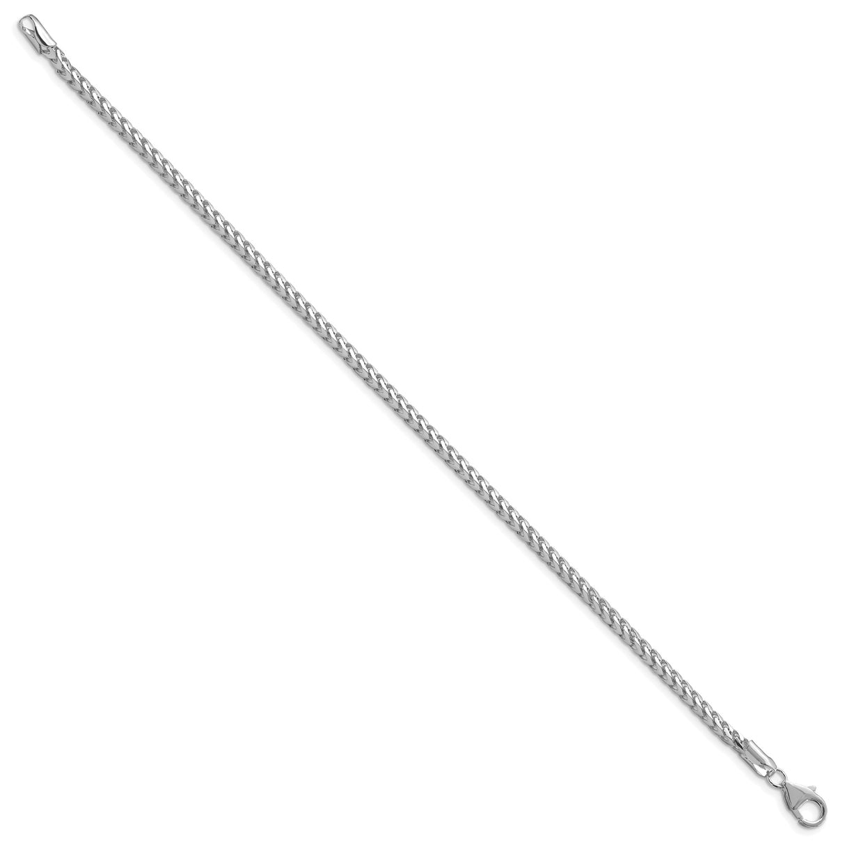 14K White Gold 3 mm Franco Chain Anklet, Polished alternate angle