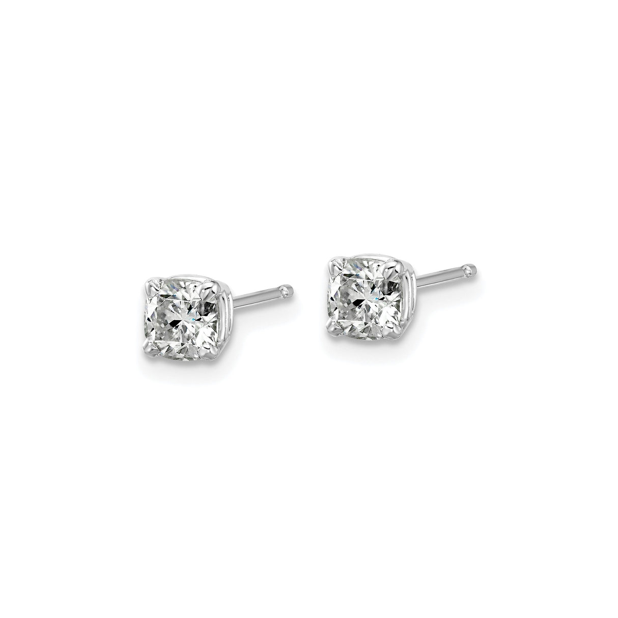 14k White Gold Stud Earrings with Round Cut Moissanite in Prong Setting