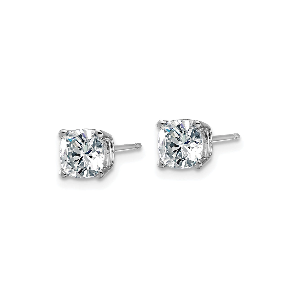 14k White Gold Moissanite Stud Earrings, Round Solitaire Prong Set
