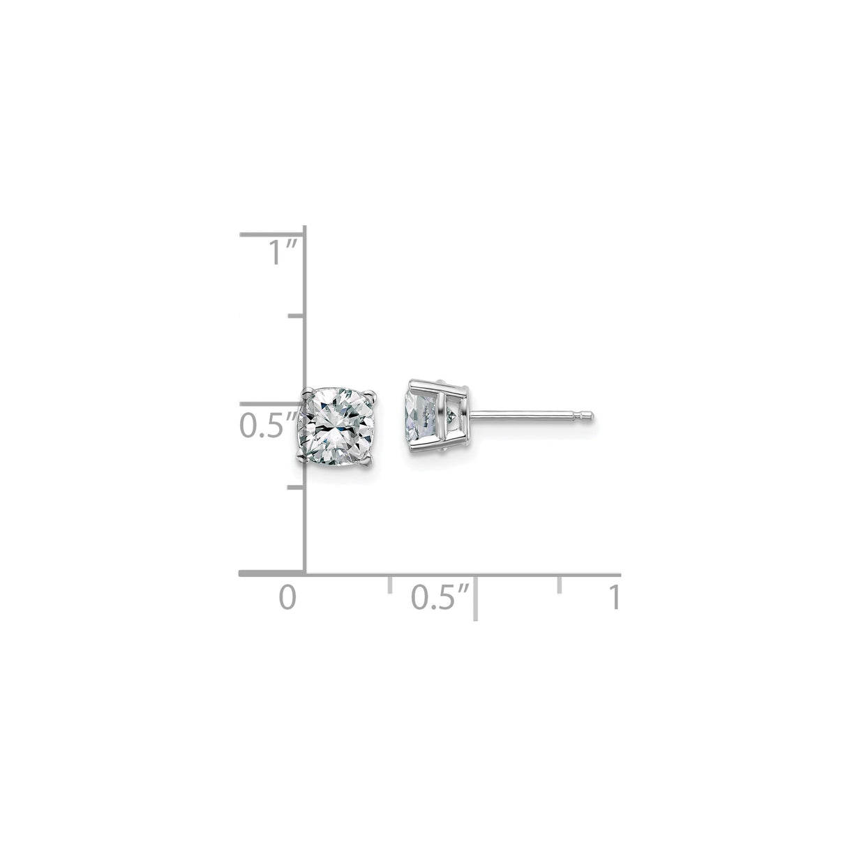 14k White Gold Solitaire Stud Earrings with Round Cut Moissanite, Classic Minimalist Style