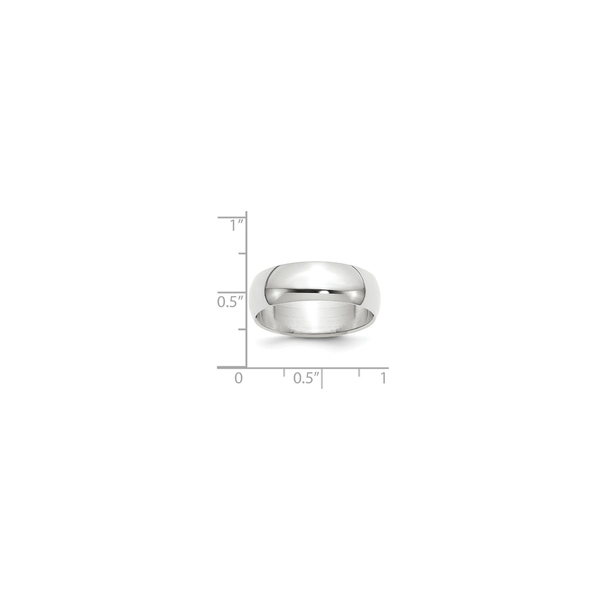 10k White Gold Domed wedding band ring shown for scale
