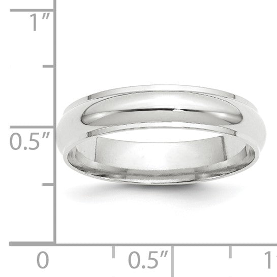 14K White Gold Edged Domed Wedding Band Solid 5mm Wide