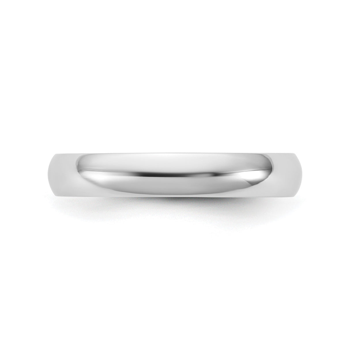 14k White Gold Domed, Lightweight wedding band ring detail view
