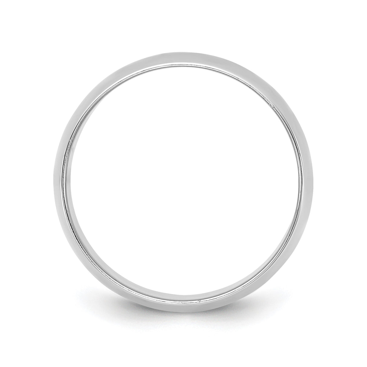 14k White Gold Domed, Lightweight wedding band ring alternate angle