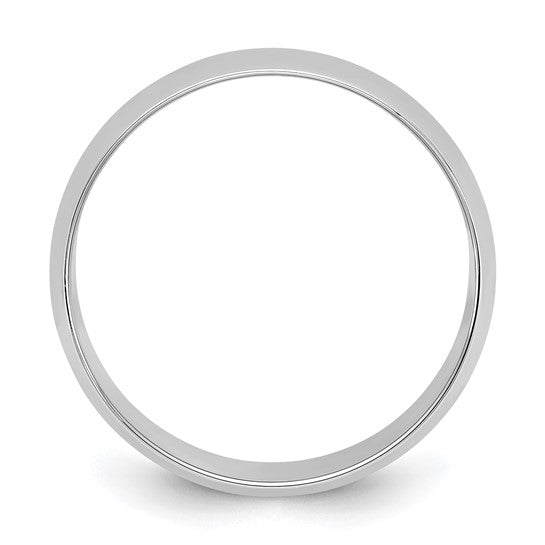 14K White Gold Domed Half Round Wedding Band 8mm Lightweight No Stone