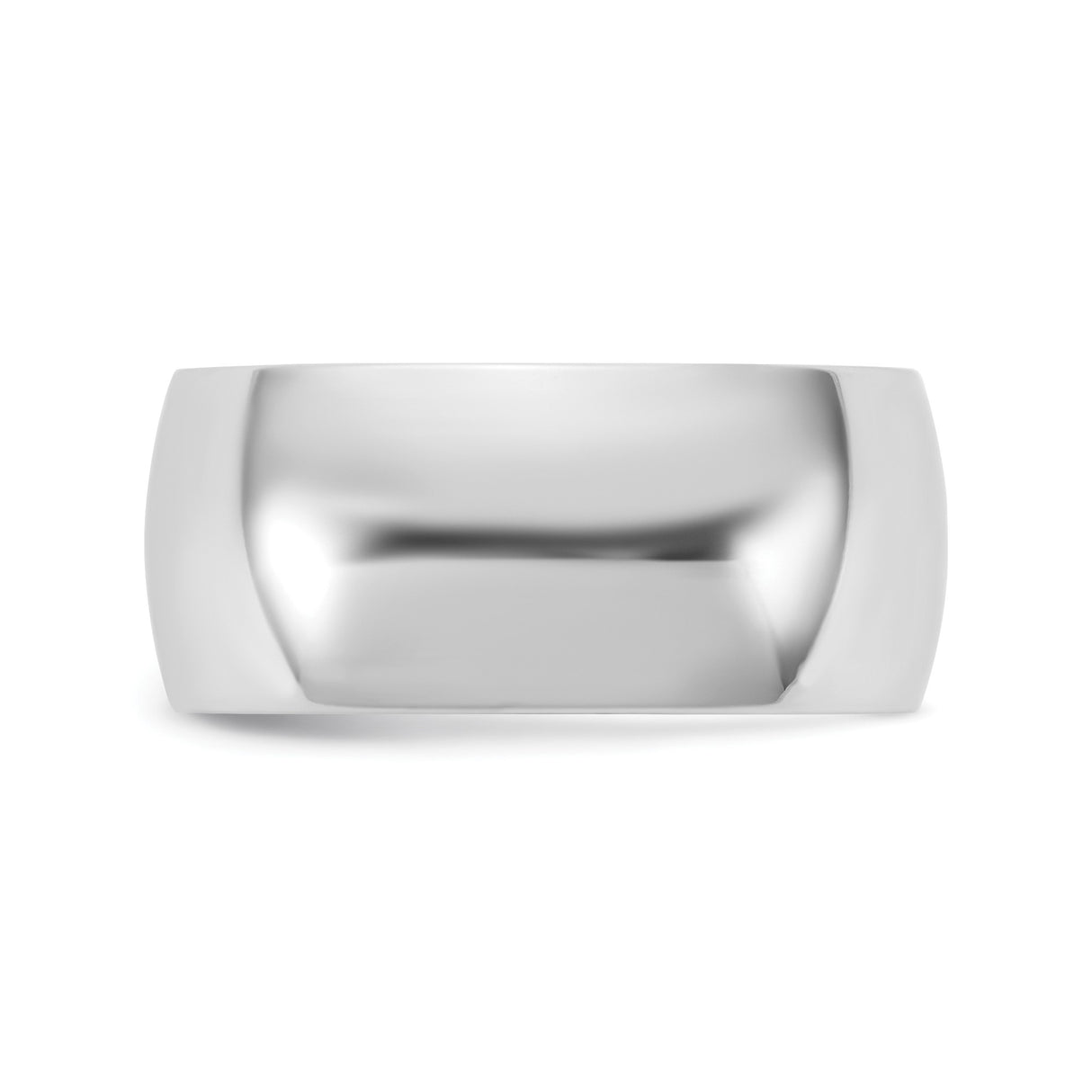 14k White Gold Domed, Lightweight wedding band ring detail view