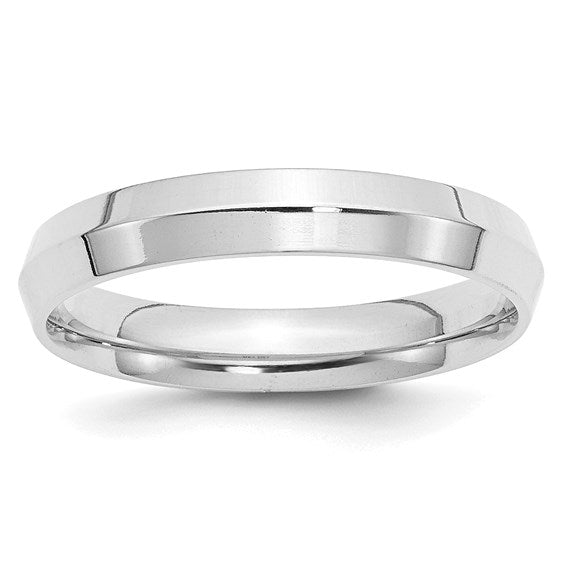 14K White Gold Knife Edge Comfort-Fit Wedding Band, Solid 4 mm Wide, Polished Finish
