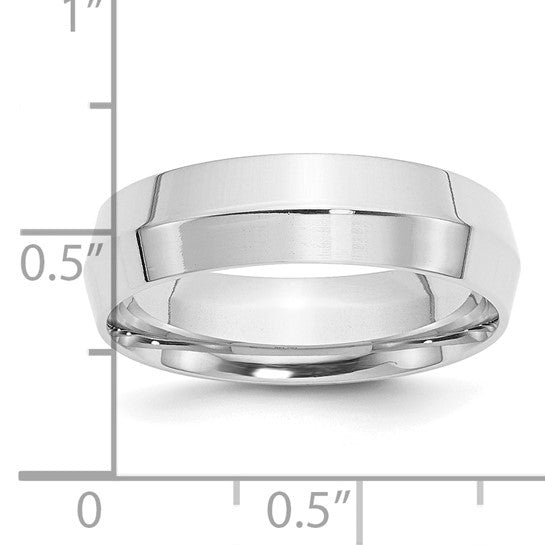 14K White Gold Knife Edge Wedding Band, 6mm Comfort Fit Solid Ring
