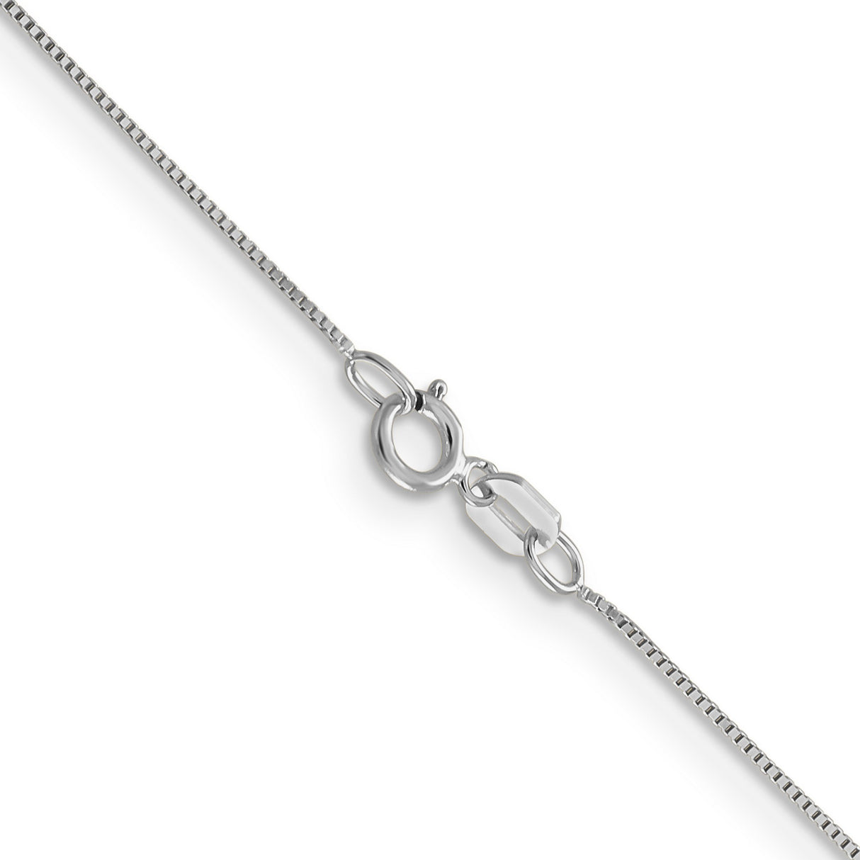 14K White Gold 0.5 mm Box Chain Necklace, Polished alternate angle