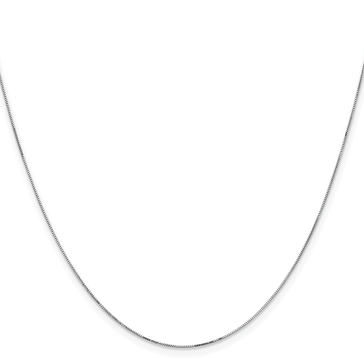 14K White Gold 0.5 mm Box Chain Necklace, Polished