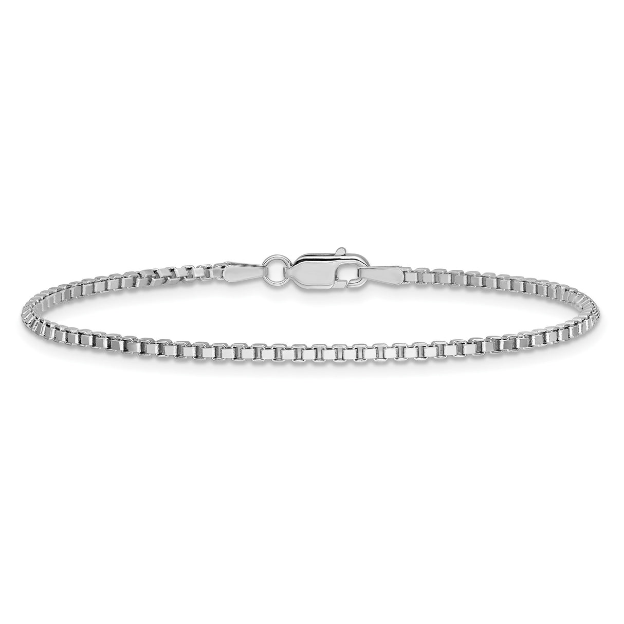14K White Gold 1.9 mm Box Chain Bracelet, Polished alternate angle