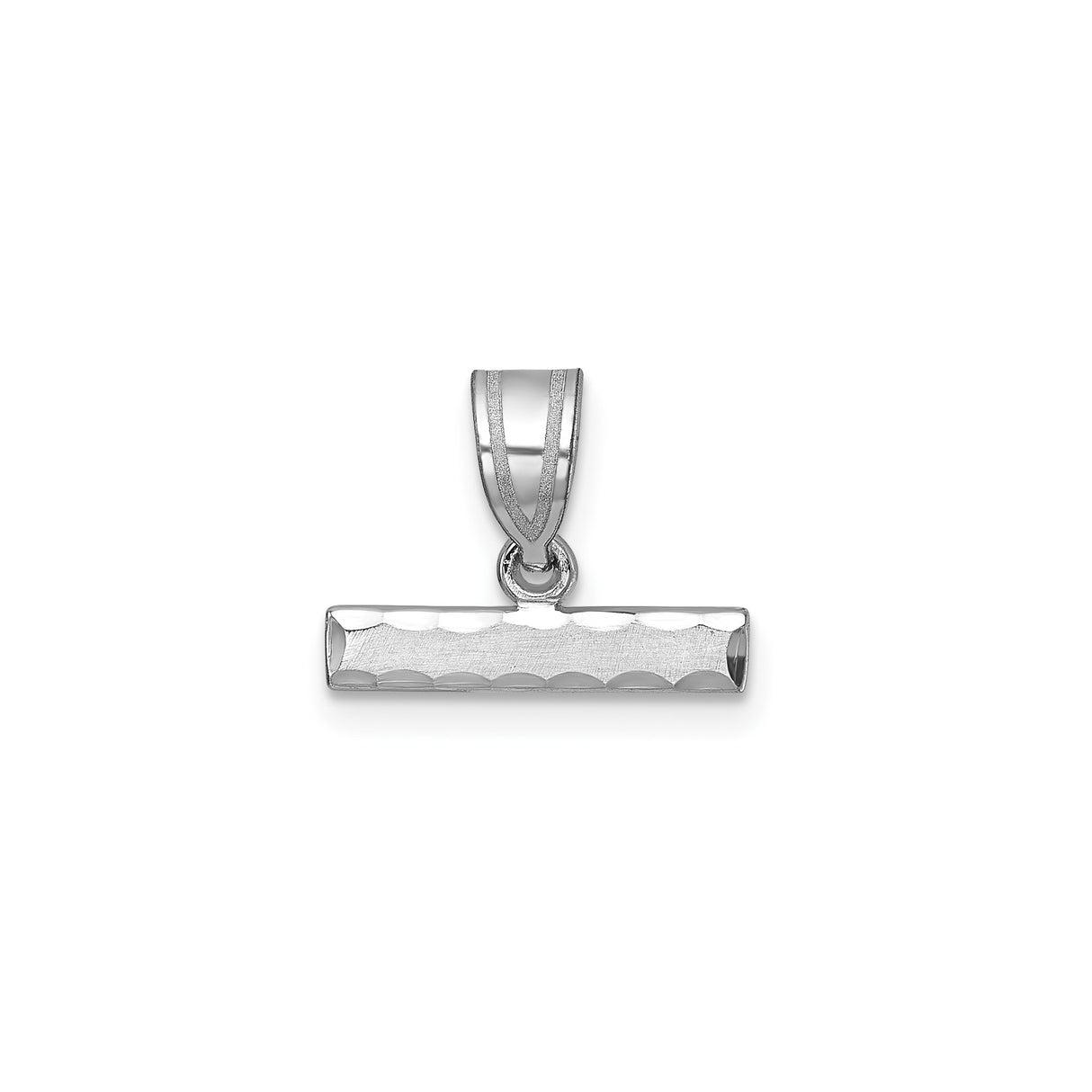 14k White Gold Vertical Bar Pendant, Hammered Finish Minimalist Design for Women or Unisex Wear