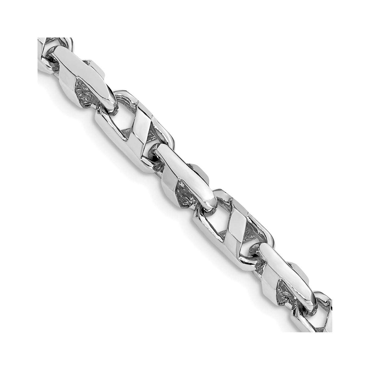 14K White Gold 5.5 mm Polished Chain Bracelet, Solid detail view