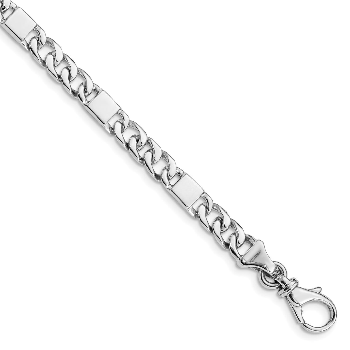 14K White Gold 5.6 mm Polished Chain Bracelet, Solid alternate angle