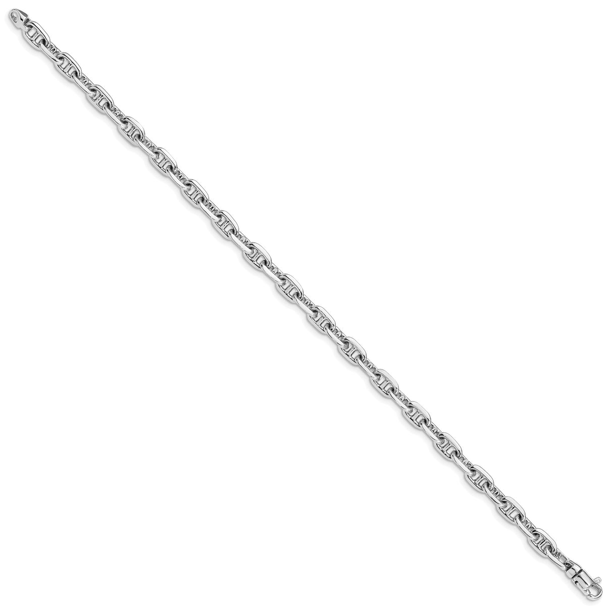 14K White Gold 5.1 mm Polished Chain Bracelet, Solid